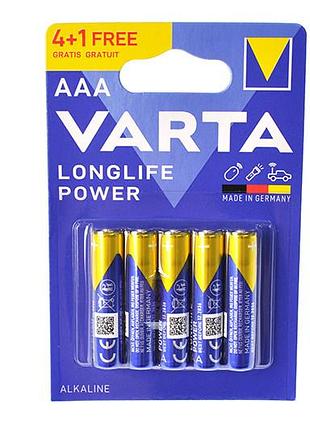 Батарейки varta lr-03 longlife power alkalin 5 шт. в блистере
