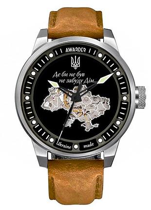Годинник наручний awarder 058 silver-white-brown механічний чоловічий з автопідзаводом класичний сапфіровий