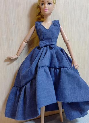 Одяг для ляльки дівчинки barbie, синє плаття 2