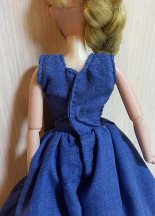 Одяг для ляльки дівчинки barbie, синє плаття 5