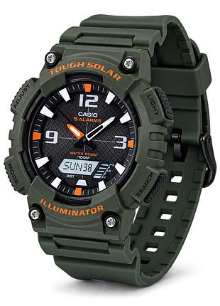 Часы casio aq-s810w-3a спортивные мужские водонепроницаемые с будильником и подсветкой зеленые