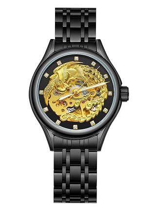 Часы winner 8222 black-gold steel механические с автоподзаводом для мужчин классические черные