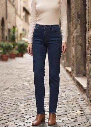 Женские синие прямые джинсы esmara high waist ankle (евро 40 / m)