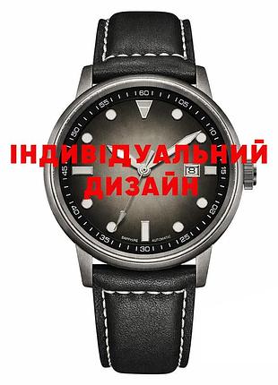 Годинник awarder 044 black-silver чоловічий механічний з автопідзаводом класичний нержавіюча сталь шкіра сапфір
