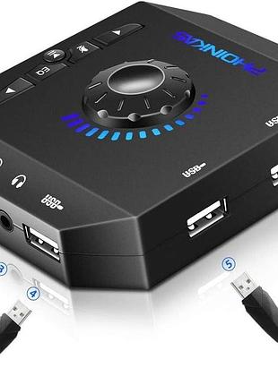 Зовнішня звукова карта 3,5 мм usb 2.0 phoinikas t10 м нігфункційна зовнішня звукова карта для розширення портів комп'ютера