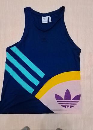 Майка чоловіча adidas синя з принтом