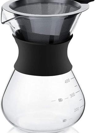 Кофейник для пуровера 400 мл yunnasi coffee maker кофейник из термостойкого стекла с постоянным фильтром