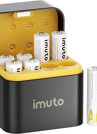 Комплект перезаряжаемых aa литиевых батареек 1.5v 3600mwh imuto tf-cd-009ldc аккумуляторы с зарядным кейсом