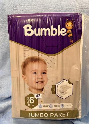 Підгузки bumble 6 xlarge 42 штуки 15+ кг