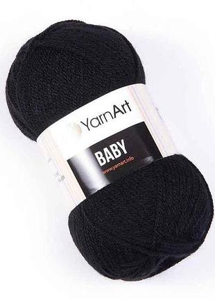 Пряжа baby черный 100% акрил 150м 50г 5шт/уп 585-black тм yarnart
