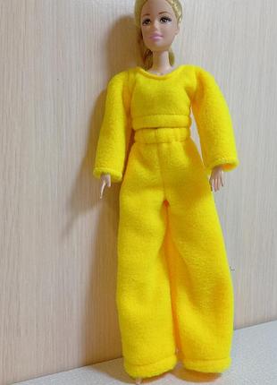 Одяг для ляльки дівчинки barbie, жовтий костюм