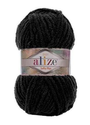 Пряжа softy plus 60 5шт/уп черный 100% микрополиэстер 100г 120м тм alize