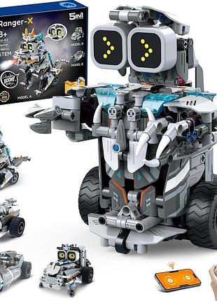 Робот конструктор 5 в 1 sillbird ranger-x rx-r3 646 деталей stem-конструктор із дистанційним і мобільним керуванням