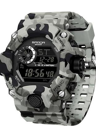 Часы sanda 2183 camo grey-black 5 atm электронные спортивные мужские с будильником и секундомером