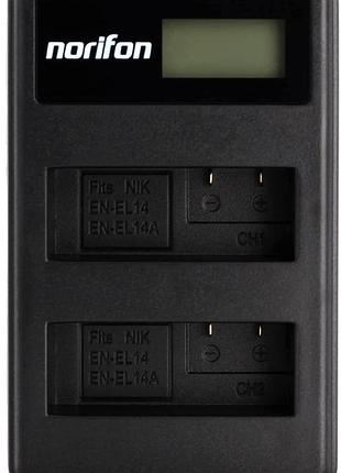 Двойное usb-зарядное устройство с lcd-дисплеем для nikon norifon dual charger for en-el14 зарядное устройство для аккумуляторов