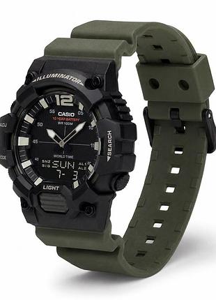 Часовник casio hdc-700-3a спортивный кварцевый водонепроницаемый с будильником и подсветкой черный зеленый