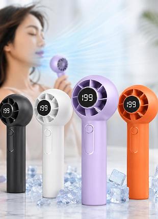 Портативний складний вентилятор з led-екраном / вентилятор ручний акумуляторний jet turbo т-237