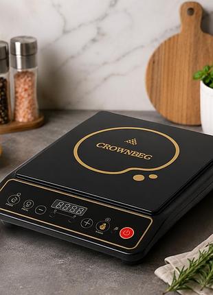 Плита індукційна crownberg cb 1323 2000 вт настільна плита електрична / однокомфоркова плита
