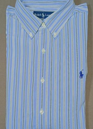 Воротник 41 см ralph lauren size l в полоску рубашка classic fit 
100% cotton