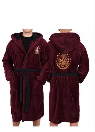 Чоловічій  бордовий теплий халат hogwarts harry potter.