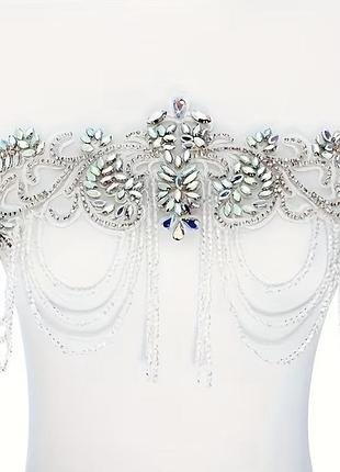 Мережевний декор, декорований стразами кольору crystal ab розмір 34х21 см, 1 шт.