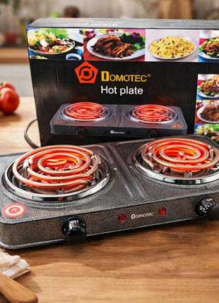 Електроплита спіральна на 2 конфорки domotec ms-5802