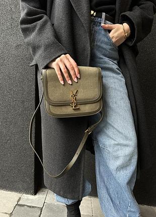 Сумка solferino large green/gold suede