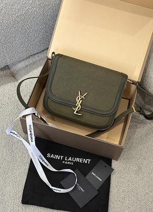 Сумка solferino large green/gold suede 5