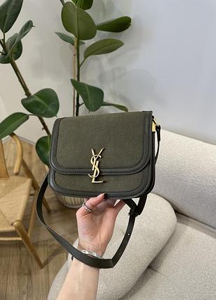 Сумка solferino large green/gold suede 6