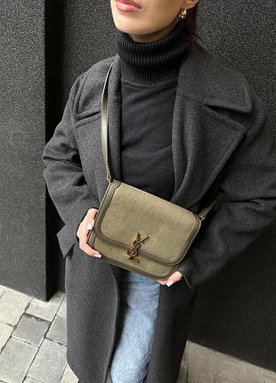 Сумка solferino large green/gold suede 4
