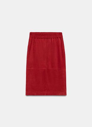 Кожаная юбка миди zw collection