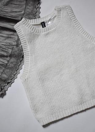 Біленький в'язаний топ h&m s