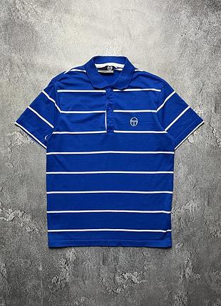 Vintage винтажная футболка поло sergio tacchini сергио таччини big logo size l разер л