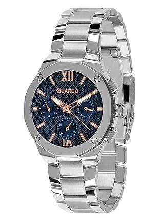 Мужские часы guardo premium 012762-2 стальной корпус стальной браслет тёмно-синий циферблат с датой