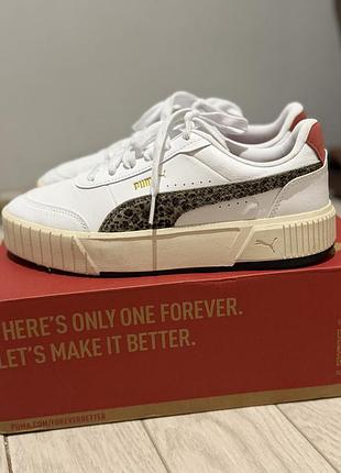 Кросівки жіночі puma carina mia animal flair білі з леопардовим принтом 38.5 (24.5 см)