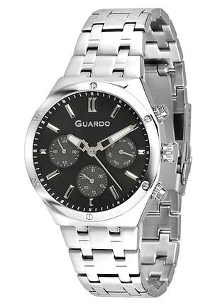 Мужские часы guardo premium 012781-6 стальной корпус стальной браслет чёрный циферблат с датой