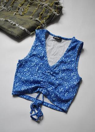 Короткий топ в рубчик з квіточками tally weijl s