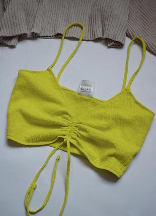Лимонний короткий топ h&m l