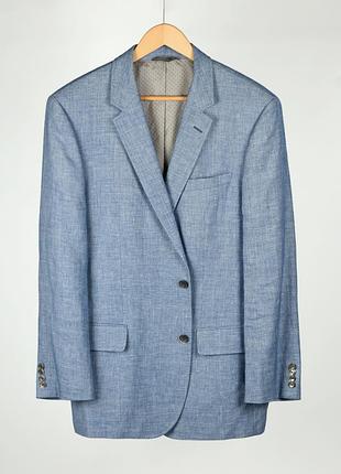 Hugo boss original wool linen чоловічий піджак з льна та вовни легкий блакитний синій xl xxl 56
