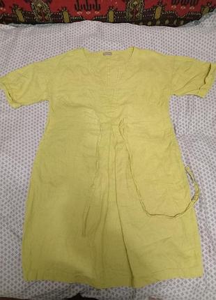 Женское льняное летнее платье, миди, с карманами, linen gallery, оригинал, р. l-xl