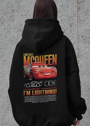 Жіноче оверсайз худі толстовка на флісі з капюшоном та принтом without mcqueen black