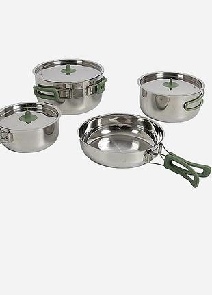 Набір посуду туристичного bo-camp travel 4 pieces silver / green (2100800)