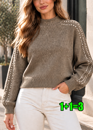 🤩1+1=3** фірмовий теплий жіночий бежевий светр під горло marks&spencer, розмір 44 - 46