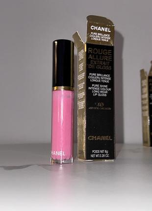 Рожевий блиск для губ chanel rouge allure extrait de gloss 4d crystal  4d обʼєм 4д сяйво рідка помада шанель