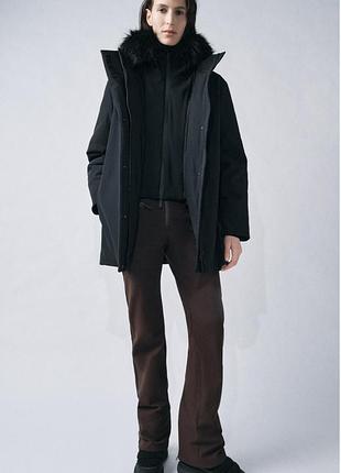 Новий чорний пуховик zara zw collection натуральний пух m 5320/040/800