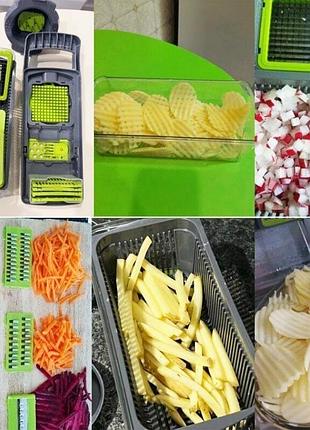 Ручний мультіслайсер kitchen ideas veggie slicer 14в1  багатофункціональна овочерізка 8