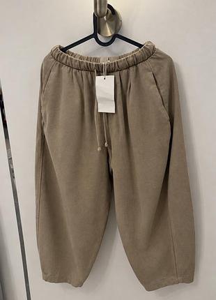 Жіночі брюки zara balloon mid-camel 3