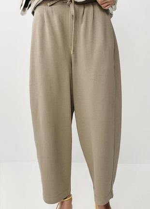 Жіночі брюки zara balloon mid-camel 4