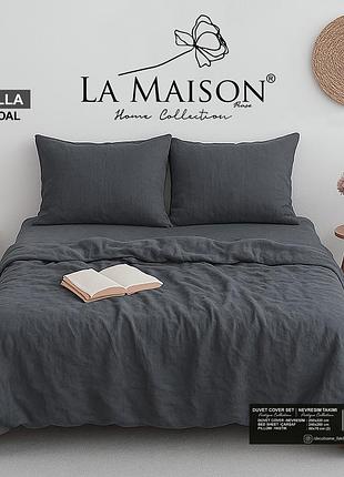 Постельное бельё варёный хлопок la maison 200 на 220 см евро размер mariella charcoal