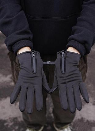 Сенсорные перчатки without gloves softshell 16-12 black man 5